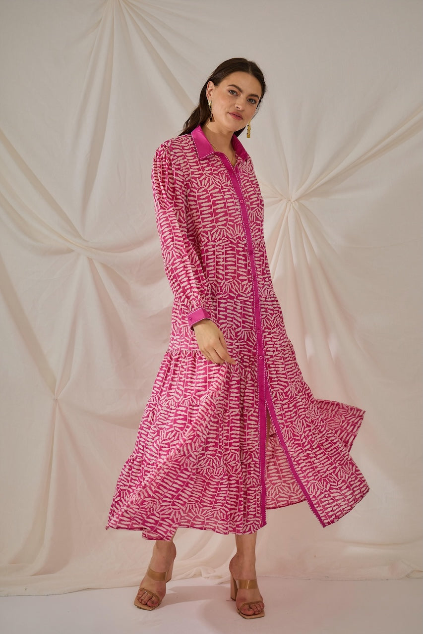 Rose Button Down Maxi Dress