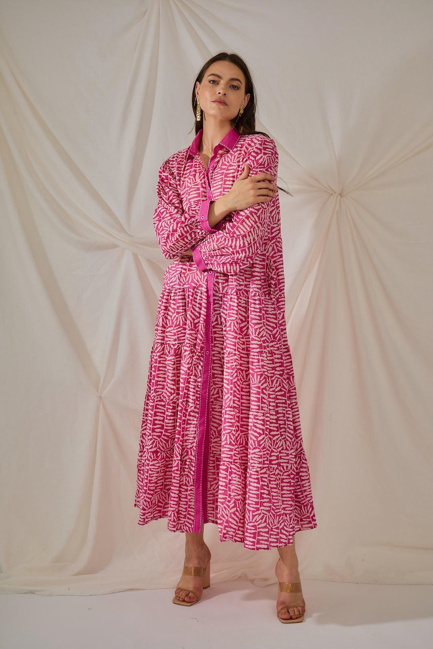 Rose Button Down Maxi Dress