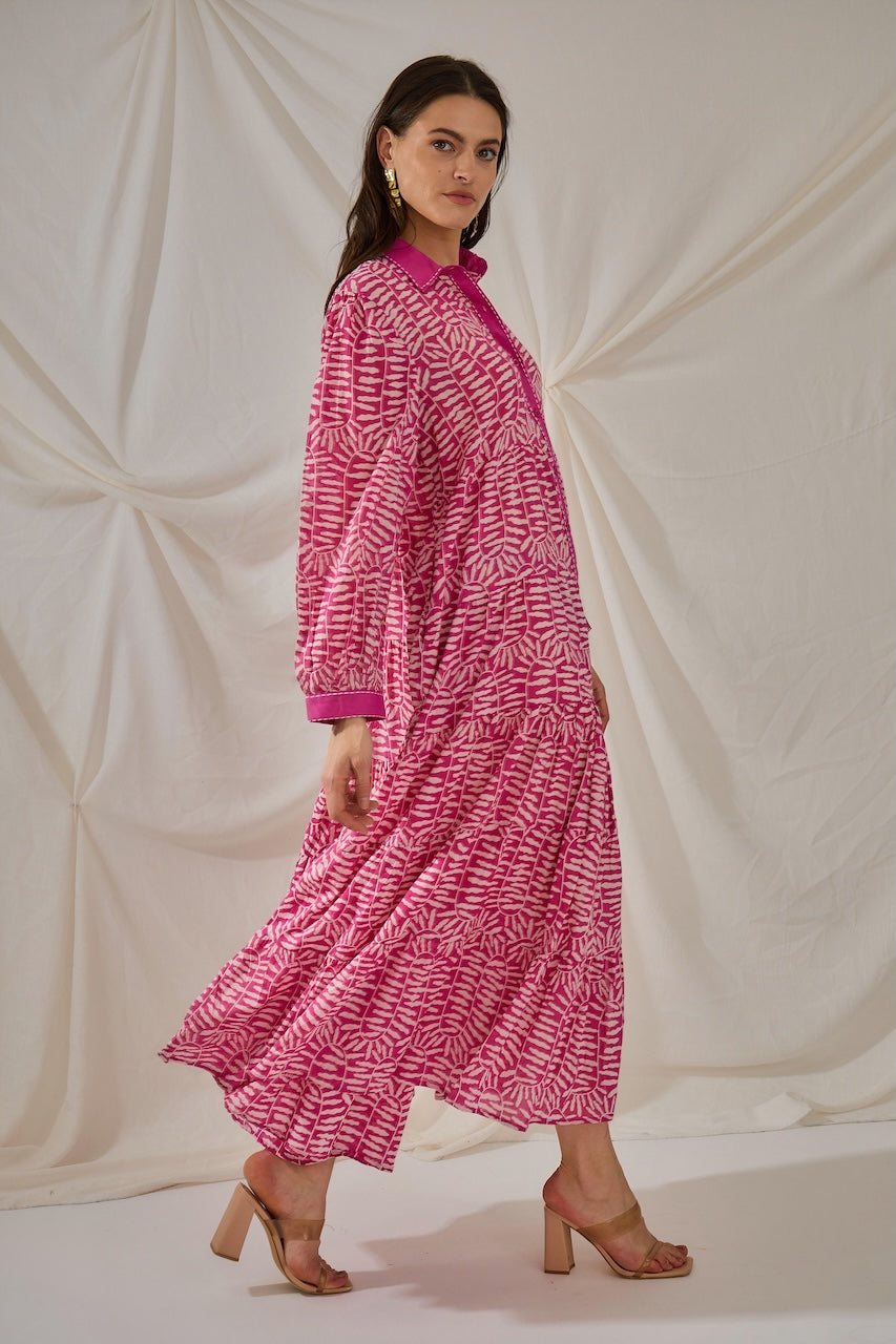 Rose Button Down Maxi Dress