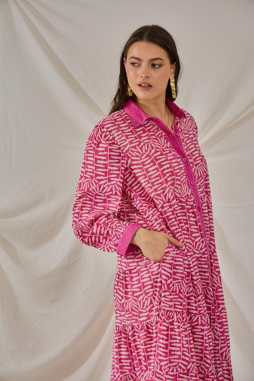 Rose Button Down Maxi Dress