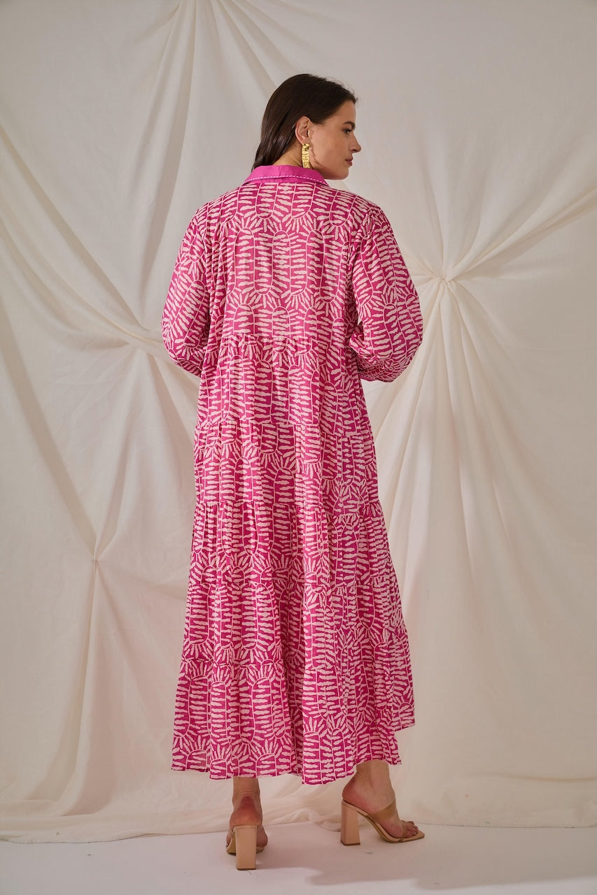 Rose Button Down Maxi Dress