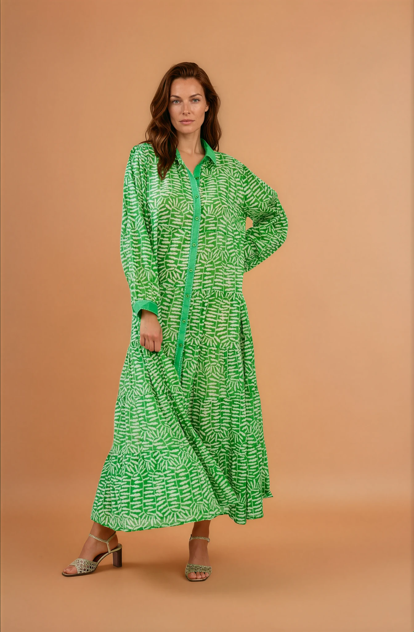 Green Button Down Maxi Dress