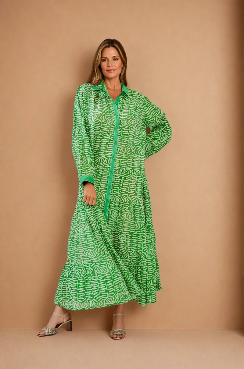 Green Button Down Maxi Dress