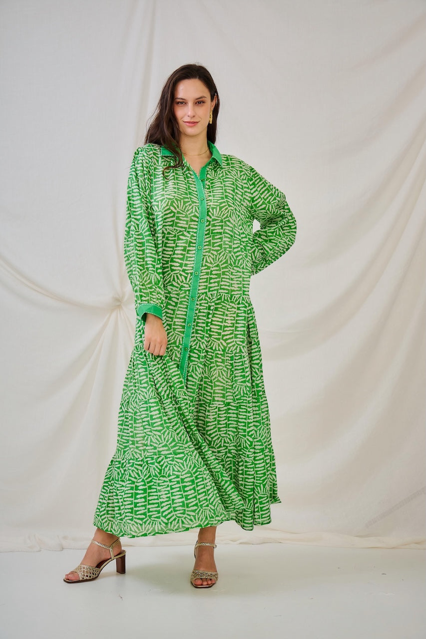 Green Button Down Maxi Dress