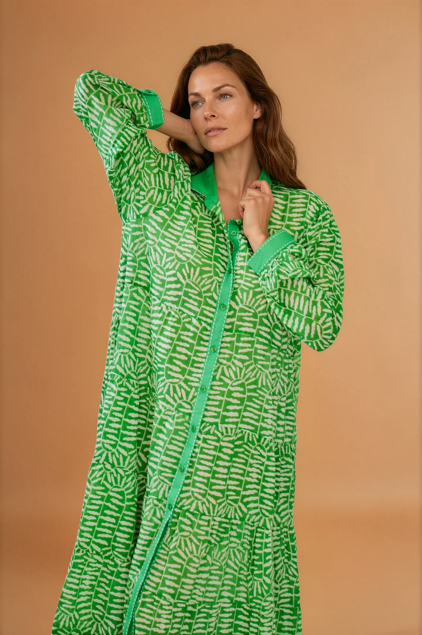 Green Button Down Maxi Dress