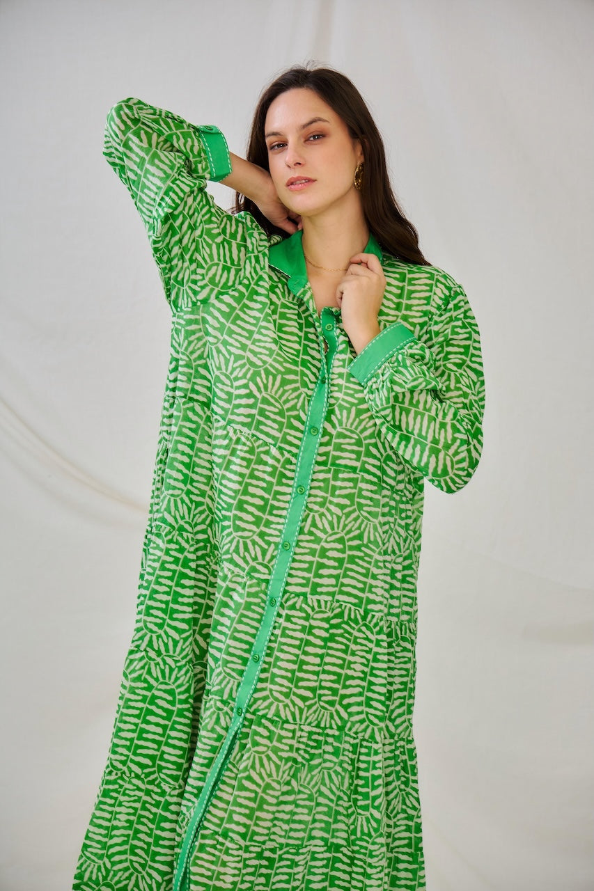 Green Button Down Maxi Dress