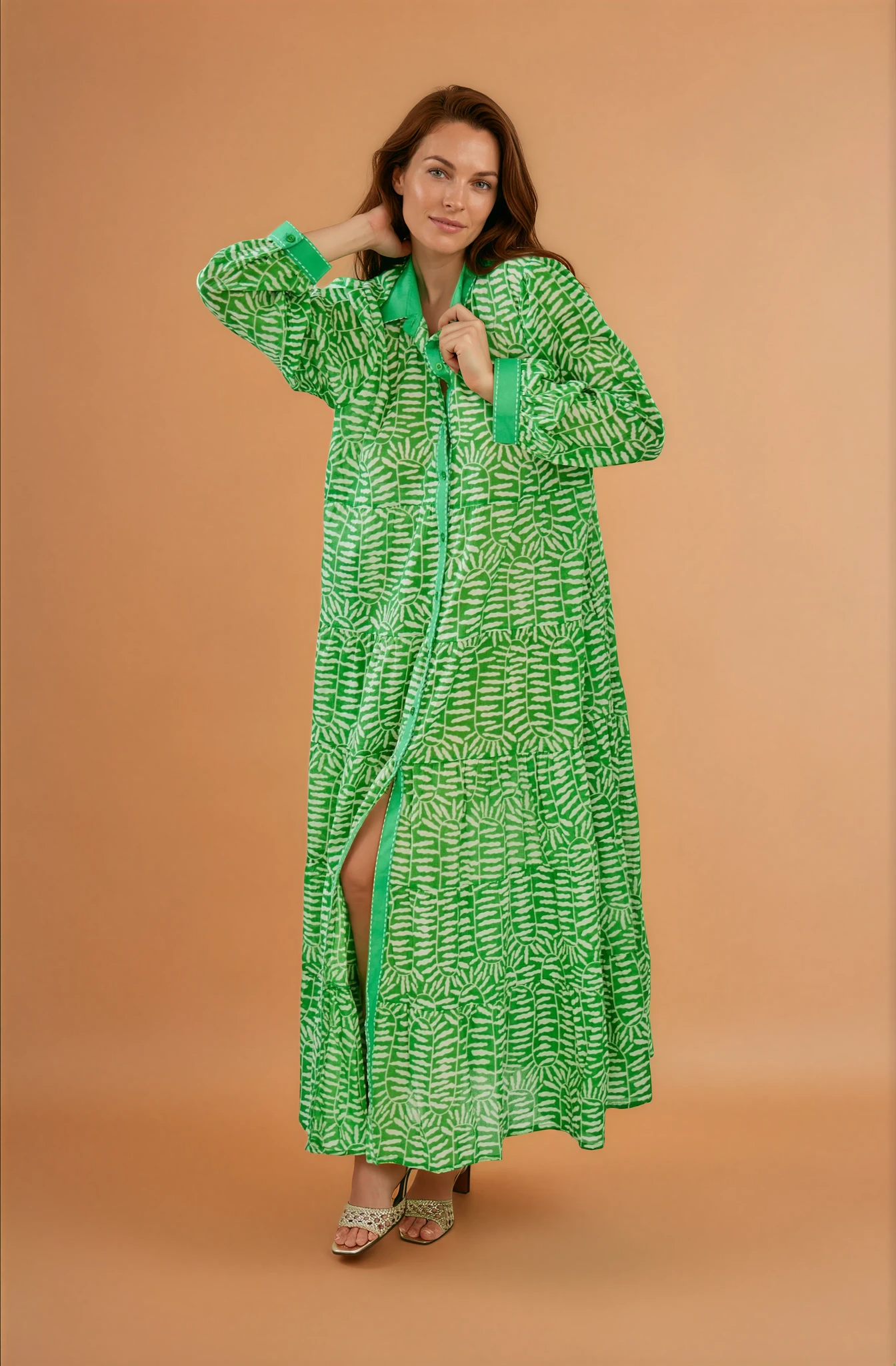 Green Button Down Maxi Dress