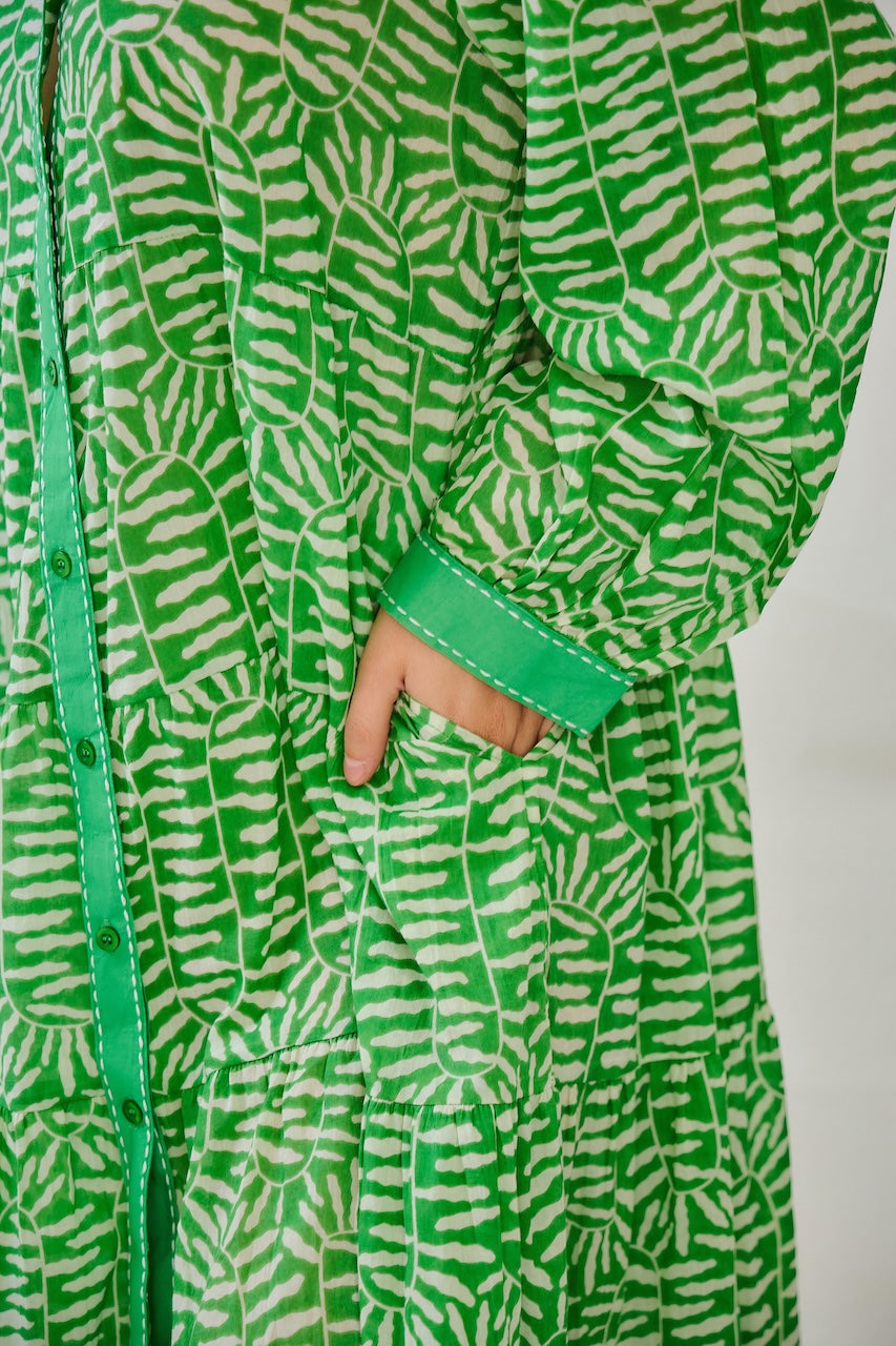 Green Button Down Maxi Dress