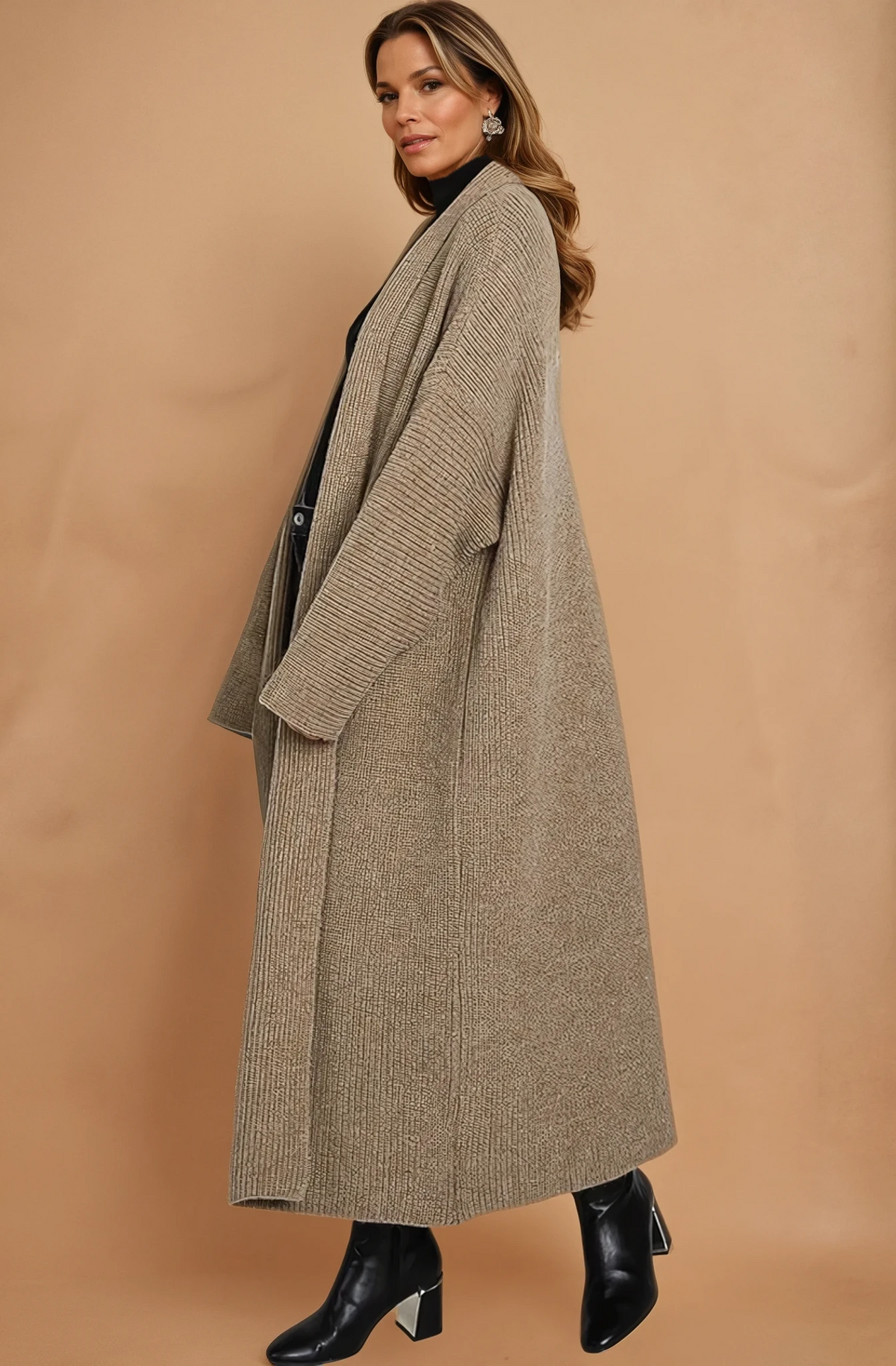 Beige Long Sleeve Cardigan