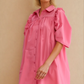 Stevie Puff Sleeve Shirt Dress - Pink