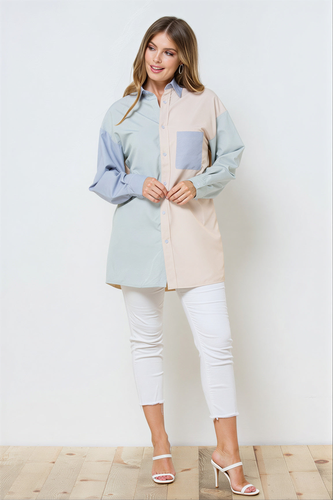 Colour Block Contrast Oversized Shirt