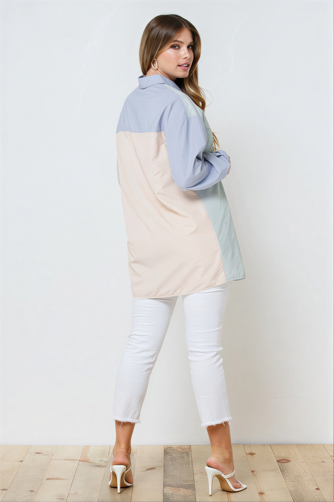 Colour Block Contrast Oversized Shirt