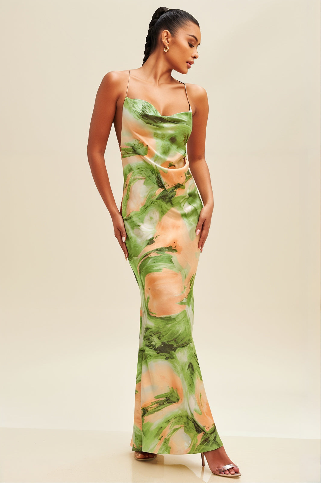 Hannah Sunset Olive Maxi Dress