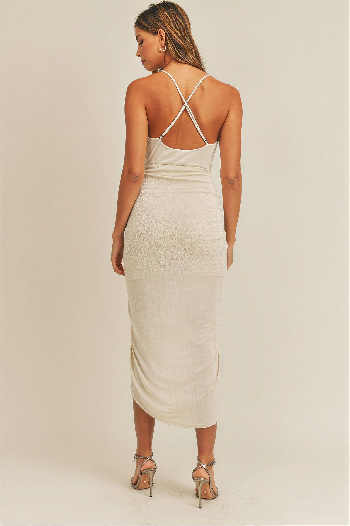 Draped Skirt Detail Midi Dress