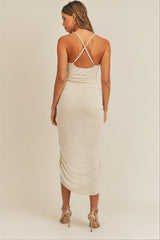 Draped Skirt Detail Midi Dress