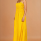 Britney Mustard Ruched Maxi Dress