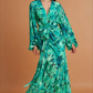 Teal Green Floral Maxi Dress