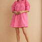 Stevie Puff Sleeve Shirt Dress - Pink