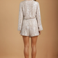 Long Sleeve Front Wrap Sequin Romper