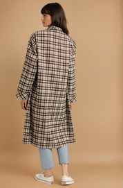 Mocha Oversized Plaid Light Weight Long Coat