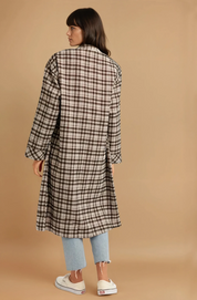 Mocha Oversized Plaid Light Weight Long Coat