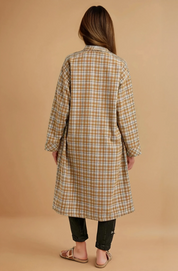 Mustard Oversized Plaid Light Weight Long Coat