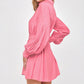 Pink Long Sleeve Shirt Dress