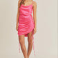 Satin Side Drawstring Dress