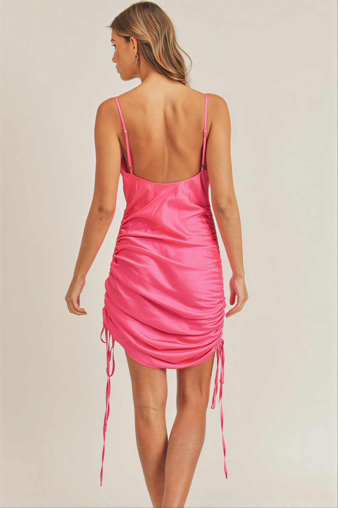 Satin Side Drawstring Dress