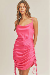 Satin Side Drawstring Dress