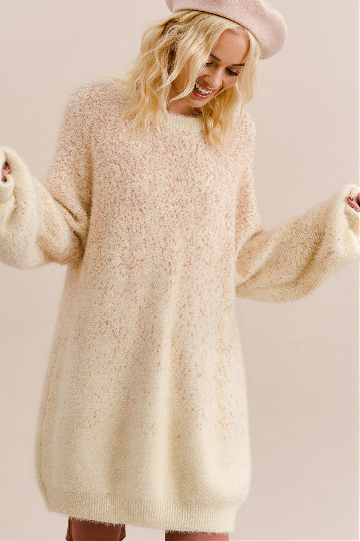 Soft Touch Fur Tunic Pullover Knit Sweater
