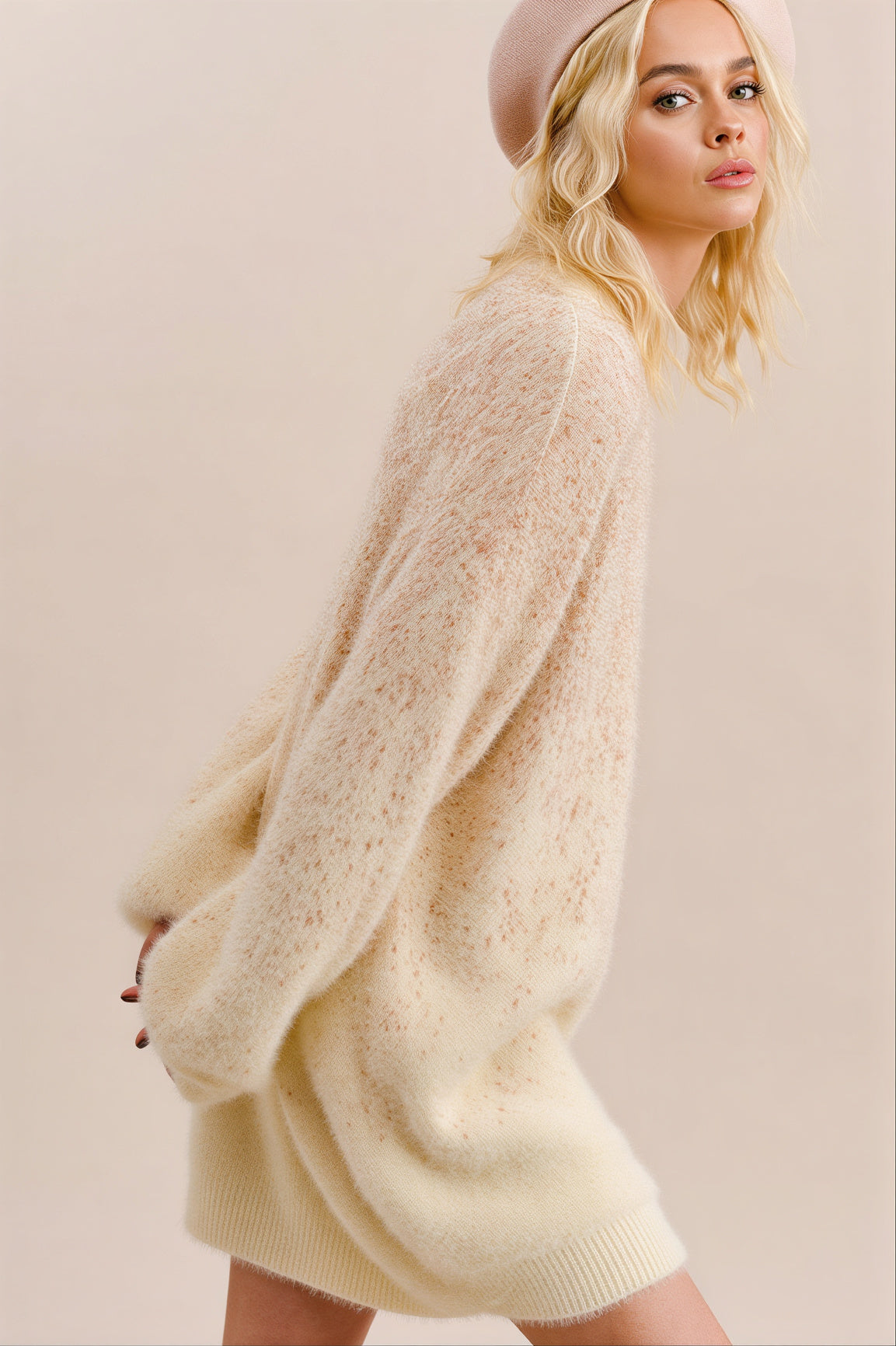 Soft Touch Fur Tunic Pullover Knit Sweater