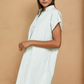 Stripe Print Curved Hem Short Dress- Sage