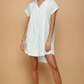 Stripe Print Curved Hem Short Dress- Sage