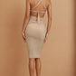 Tan Ribbed Midi Dress