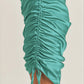 Teal Green Satin Side Drawstring Dress