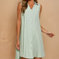 V Neck Collared Sleeveless Short Dress