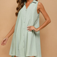 V Neck Collared Sleeveless Short Dress