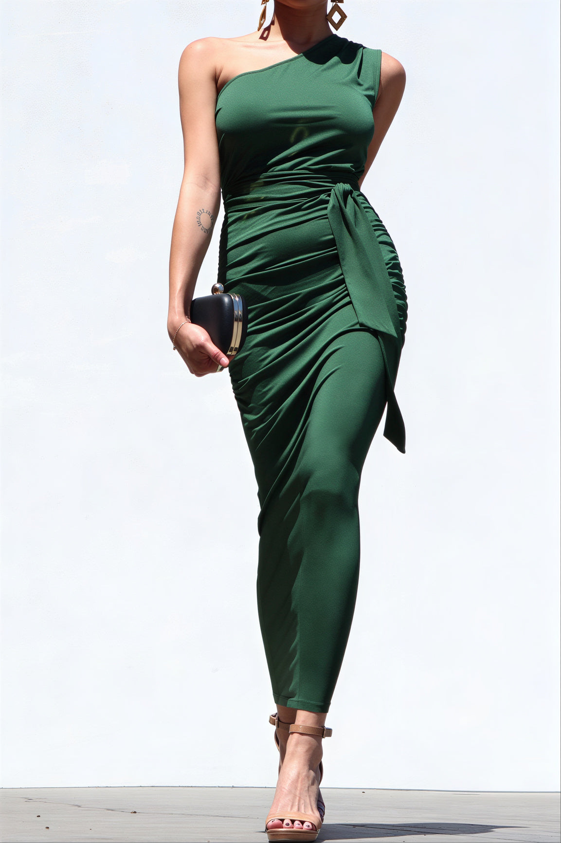 Venetian Ruched Bodycon Dress
