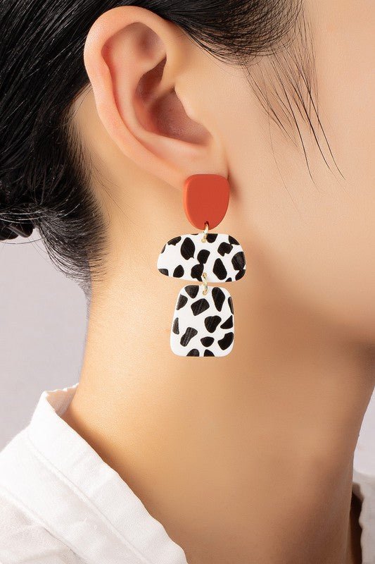 3 linked animal print geo drops earrings - NIXII Clothing
