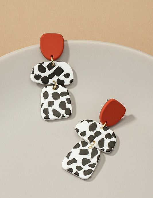 3 linked animal print geo drops earrings - NIXII Clothing