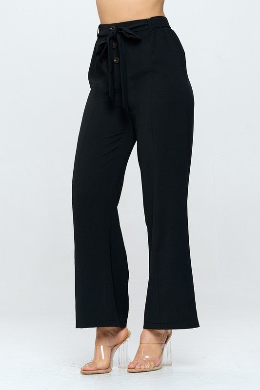 Black High Waisted Belted Pants - NIXII Clothing