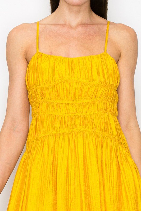 Britney Mustard Ruched Maxi Dress - NIXII Clothing