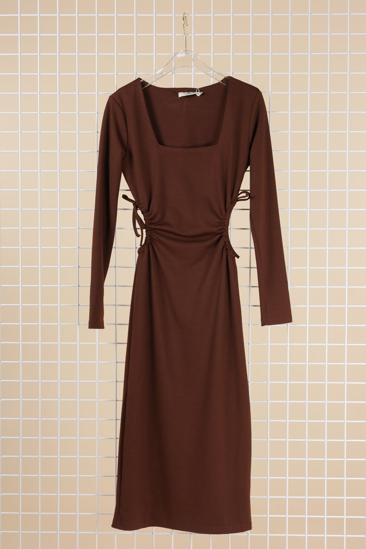 Chocolate Brown Side Cut-Out Dress - NIXII Clothing
