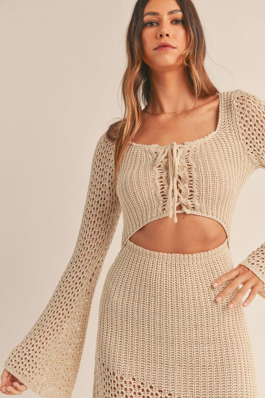 Chrishelle Taupe Crotchet Mini - NIXII Clothing