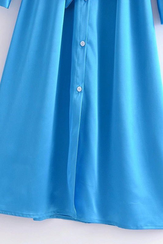 Clara Satin Blue Midi Dress - NIXII Clothing