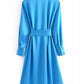 Clara Satin Blue Midi Dress - NIXII Clothing