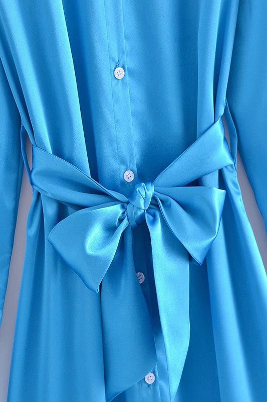 Clara Satin Blue Midi Dress - NIXII Clothing