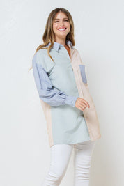 Colour Block Contrast Oversized Shirt - NIXII Clothing