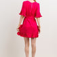 Fuschia Pleats Detail Mini Dress - NIXII Clothing